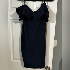 Navy blue off the shoulder short dress